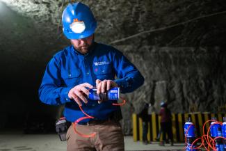 Man preparing explosives